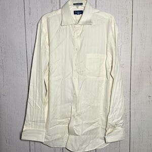 Paul Fredrick Men’s Ivory 16.5 - 36 100c Two Ply Pinpoint Oxford, 100% cotton